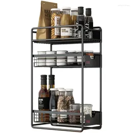 Kitchen Storage Multi-layer Push Pull Refrigerator Rack Supplies Household Seasoning Side Iron Wall Hanging Basket Holder