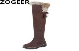 Warm Snow Boots Women Winter Shoes Suede Knee High Ladies Fashion Low heels Plush Long Female 2201054526095
