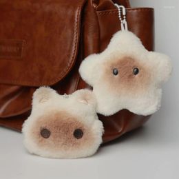 Decorative Figurines Capybara Plush Doll Toy Star Cartoon Keychain Bag Pendant Soft Key Ring Backpack Car Decor Kid Gift