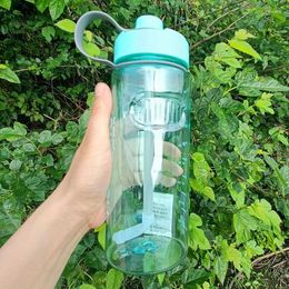 Water Bottles 8 Candy Color Logo 1000ml Big Capacity Sport Bottle With Straw