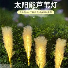 New LED Solar Reed Outdoor Waterproof Plush Fibre Optic Plug in Ground Courtyard Garden Decoration Lawn Light