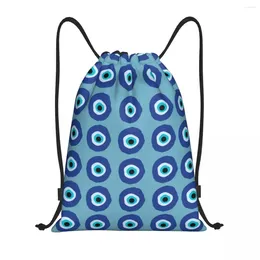 Shopping Bags Custom Nazar Turkey Evil Eye Symbol Pattern Amulet Drawstring Women Men Lightweight Sports Gym Storage Backpack