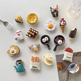 3D Food Style Fridge Magnets Egg Croissant Magnetic Decoration Stickers For Refrigerator Decor model fridge magnet collection 240512