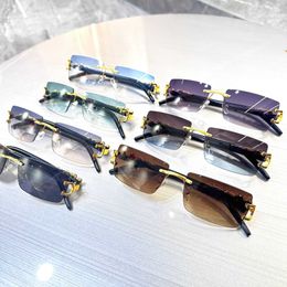 Designer New Carter frameless square sunglasses metal leopard leg womens trendy glasses category