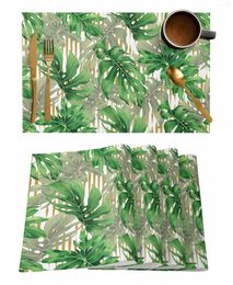 Table Mats 4/6 Pcs Summer Tropical Palm Leaves Placemat Kitchen Home Decoration Dining Coffee Mat