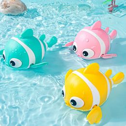 Baby Bath Toys Cute Swimming Fish Cartoon Animal Floating Wind Up Water Game Classic Clockwork For Toddlers 240510