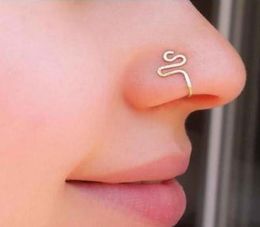 Original Copper Wire Spiral Fake Piercing Nose Ring 2021 Punk Gold Silver Colour Clip Nose Ring Also Can Be Ear Clip Cuff Bijoux8154404