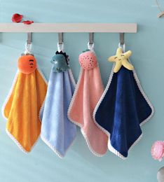 Towel Thickened Hand Wiping Cloth Kitchen Coral Velvet Absorbent Cartoon Hanging