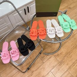AAA Designer Sandals Women Interlocking G Slides Rubber Slippers Ladies Flat Beach Jelly Script Orange Summer Fall Mules Outdoor Waterproof Luxury