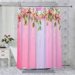 Shower Curtains Beautiful Flowers Bathing Curtain Bathroom Waterproof With 12 Hooks Fishes Home Deco Free Ship