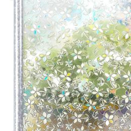 Window Stickers 200CM PVC 3D Flower Decor Static Waterproof Privacy Film For Bedroom Non Adhesive Tint Sticker Decorative Stained Glass