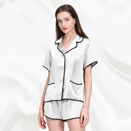Home Clothing Mulberry Silk Sleepwear Pajamas Women Summer Loungewear Shirt & Shorts Short Pyjamas Suit Female Nightwear