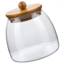 Storage Bottles Flour And Sugar Containers Wooden Ball Lid Glass Jar Wedding Candy Condiment