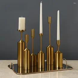 Candle Holders Modern Metal Holder Set Gold Hanging Table Stand Nordic Faroles Decoracion House Decoration ZP50ZT