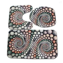 Bath Mats Round Stone Pattern Bathroom Set Art Non-slip Carpet Foot Mat Toilet Decoration Super Soft