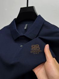 High end luxury brand 100% pure cotton short sleeved polo shirt mens 2024 summer fashion badge embroidered casual T-shirt 240511