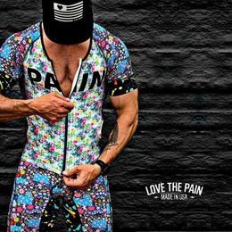 Fans Tops Tees Love The Pain Man Cycling Skinsuit Triathlon Set Summer Short Bicycle Jersey MTB Ropa Ciclsimo Q240511