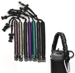 Handmade Handle Paracord Carrier Survival Strap Cord with Safety Ring and Carabiner for Wide Mouth Sport Water Bottles 12oz 64 o3526809