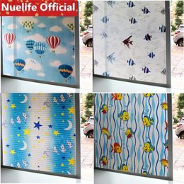 Window Stickers 45x100cm Cartoon Animal Frosted Pattern Glass Film Kids Room Kindergarten Bathroom Shop Living Bedroom