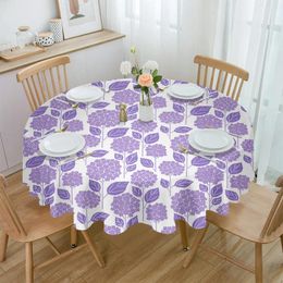 Table Cloth Flower Hydrangea Waterproof Tablecloth Tea Decoration Round Cover Kitchen Wedding Party Home Dining Room