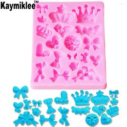 Baking Moulds Kaymiklee M198 Various Crowns&Bows Silicone Mould Chocolate Candy Cake Gumpaste Surgacraft 3D Sugar Craft Resin