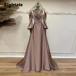 Party Dresses Eightale Muslim Evening Dress For Wedding Beaded High Neck Long Sleeves Arabic Prom Gown A-Line Celebrity Abendkleid