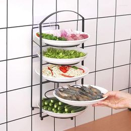 Kitchen Storage Rack Dish Product Top Side Metal Household Free Shelf Portable Tray No-punch Prep