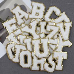 Gift Wrap 26pcs A To Z White English Letters Towel Embroidery Patch Fabric Sticker DIY Clothing Bags Decoration Adhesive Label7004146