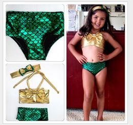 2016 New Cute Girls Mermaid Bikini Swimsuit Children Swimming Costume Swimsuits Swimwear 3pcsset Kids Bathing Suits For 9501472