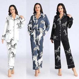 Home Clothing Zebra Print Pyjamas Suit Summer Sleepwear Nightwear Women Loungewear Trousers Set Satin Clothes Loose Pyjamas Nightgown