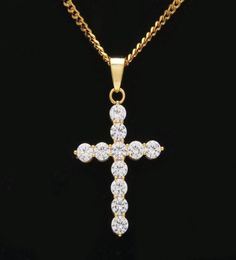 New Hip Hop silver plated necklace Jewellery women wedding fashion Cross CZ Cubic Zircon stone pendant necklace3417935