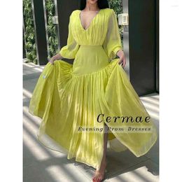 Party Dresses CERMAE Elegant Long Sleeve Chiffon Evening Dress 2024 Women Wedding Mom Saudi Arabian Formal