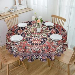 Table Cloth Vintage Flower Bohemia Round Tablecloth Waterproof Wedding Party Cover Holiday Dining
