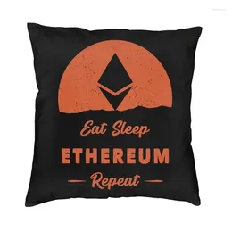 Pillow Retro Eat Sleep Ethereum Modern Cover Home Decor Blockchain Crypto Cryptocurrency Chair Velvet Pillowcase