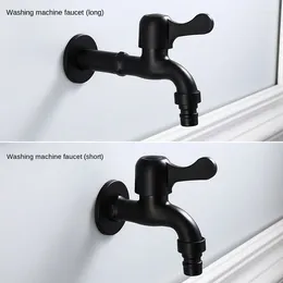 Bathroom Sink Faucets Black Vintage Washing Machine Faucet 304 Stainless Steel Single Cooling Quick Opening 4 Tap Garden