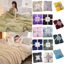 Blankets Spring Nap Coral Fleece Blanket Solid Colour Flannel Suitable For Office Bedroom Full Sized Bed