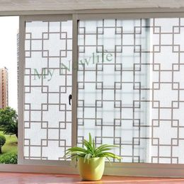 Window Stickers Brown Lattice Frosted Opaque Balcony Film Sticker Waterproof Self-adhesive Privacy Glass For Home Decor 60 500cm