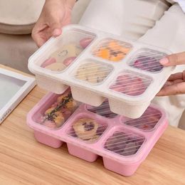 Dinnerware 4Pcs Lunch Box 5-Compartment Design Bento Portable Reusable Fruit Snack With Clear Lid For Home Office Picnic