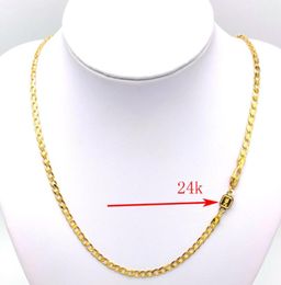 Solid 24 k Stamp Link C Gold GF Women039s Necklace Curb Chain Birthday Valentine Gift Valuable 20quot 50 4 MM9539078