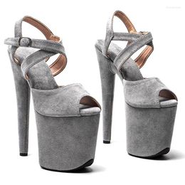 Sandals LAIJIANJINXIA 20CM/8inches Flock Fashion Sexy Exotic High Heel Platform Party Women Modern Pole Dance Shoes 042