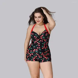 Women's Swimwear Sexy One Piece Swimsuit Fused Women Plus Size Bodysuit Halter Tummy Control Dot Print Boyleg Short Swimming Costume