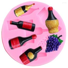 Baking Moulds Red Wine Bottle Grape Shape Silicone Fondant Mold Chocolate Cake Molds Decorating Tools Cupcake Topper Mould Candy