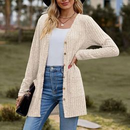 Women's Knits 2024 Autumn Long Cardigan Women Button Up Kimono Ladies V Neck Knitted Sweater Cardigans For