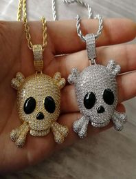 iced out skeleton pendant necklaces for men women luxury designer mens bling diamond cartoon pendants gold chain necklace jewelry 4859248