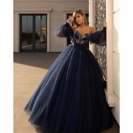 Party Dresses Kadisua Navy Blue Evening Dress A-Line Sweetheart Appliques Floor Length Long Sleeve Elegant Prom Women Vestido 2024