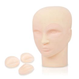 Mannequin Heads Professional 3D permanent makeup human model head tattoo training with 2PCS eyes+1Pc mouth Q240510