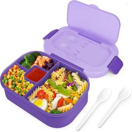 Dinnerware Purple Lunch Box Plastic 1300ML Children's Independent With Sauce Compartment Bento Storage