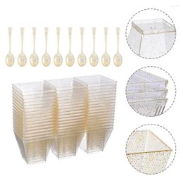 Disposable Cups Straws Handkerchief Bakery Accessory Plastic Small For Dessert Pudding Storage Party Supply Shop