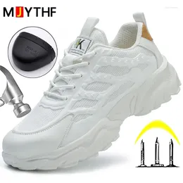 Boots White Safety Shoes Men Steel Toe Work Sneakers Anti-smash Anti-puncture Indestructible Sport Protective