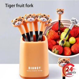 Forks Cartoon Tiger Fruit Pick Toothpick Party Decoration Animal Children Snack Cake Dessert Lunch Bento Bos